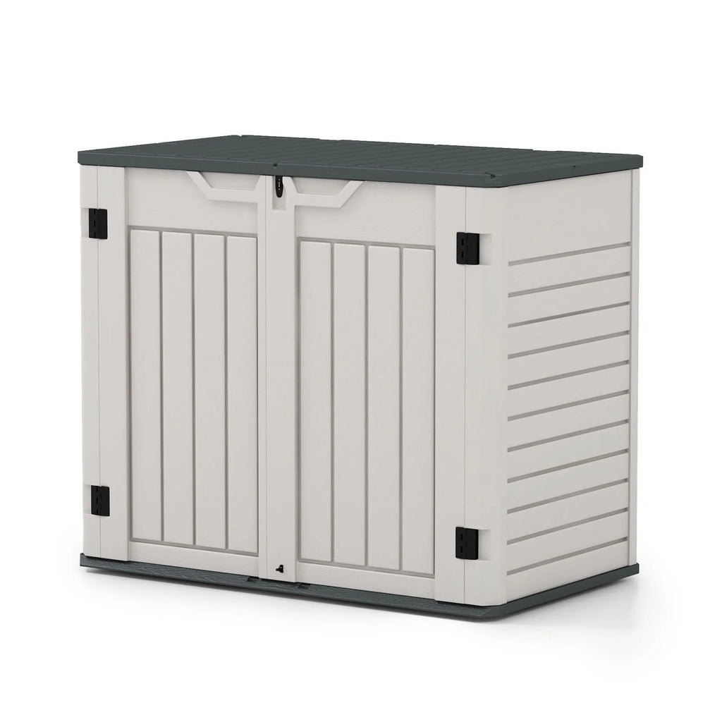 Patiowell 260 Gallon Outdoor Horizontal Storage Sheds, All-Weather Resin Tool Shed with Lockable Multi-Opening Door, Outdoor Storage Box for Trash Cans, Tools and Bicycles
