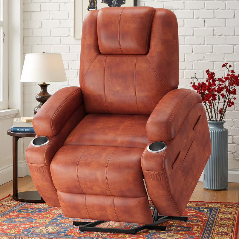 Lacoo power lift electric Massage recliner chair Oversized Single Sofa with Cup Holder for elderly,Black