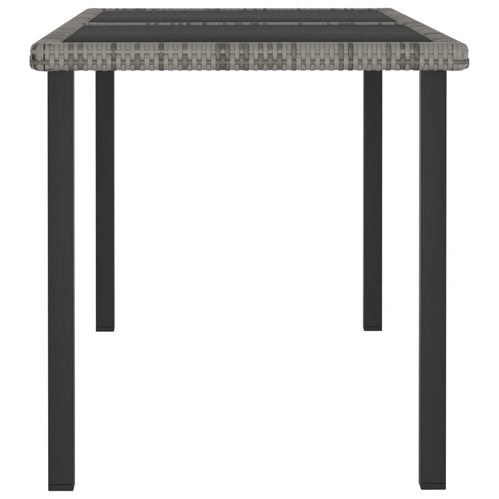 vidaXL Outdoor Dining Table Garden Porch Patio Table with Glass Top PE Rattan