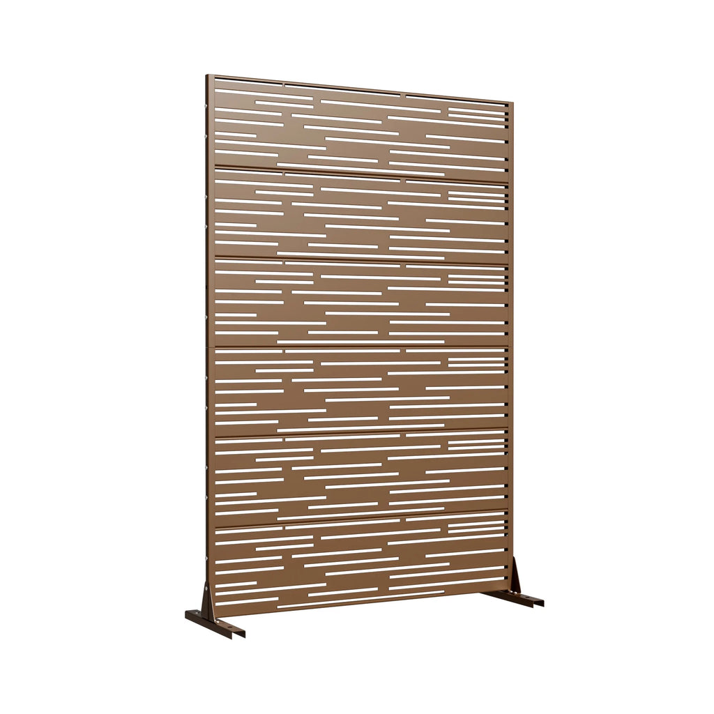 MAYEERTY 72 �� 47in Outdoor Privacy Screen with Stand Metal Balcony Decorative Screen, Black