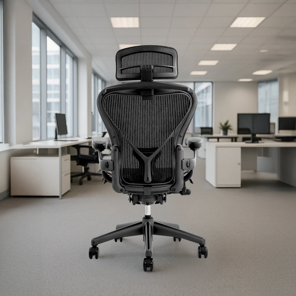 Herman Miller Aeron Chair Size B (𝙍𝙚𝙛𝙪𝙧𝙗𝙞𝙨𝙝𝙚𝙙)| Fully Adjustable Ergonomic Mesh Office Chair with Posture Fit Support, Tilt Limiter, and Roller Index Arm Adjustments With Headrest