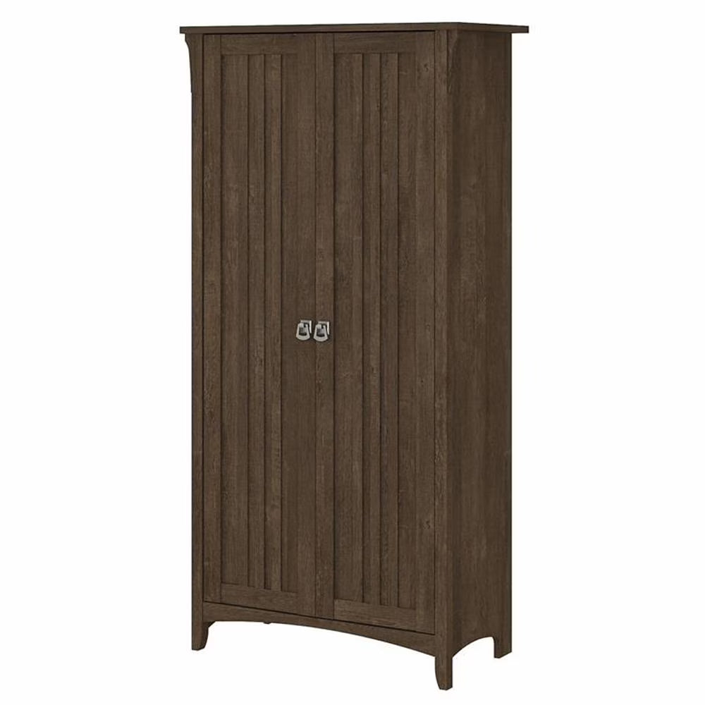 Bowery Hill Farmhouse Engineered Wood Tall Storage Cabinet with Doors in Black