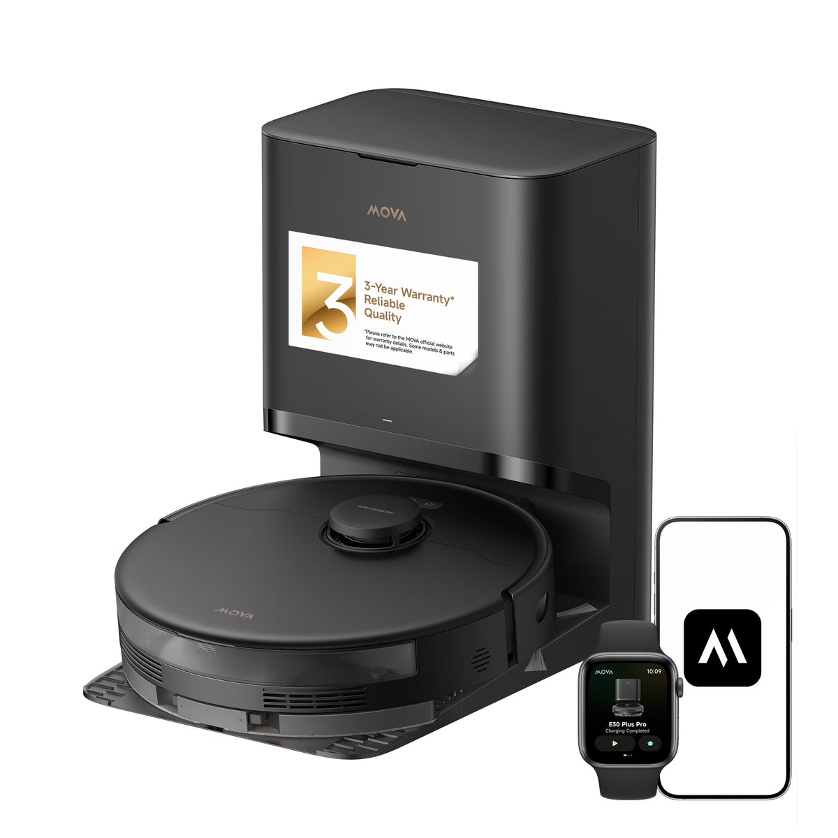 MOVA E30 Pro Plus Robot Vacuum, Anti-tangle DuoBrush, Auto Empty Base Station, Smart Carpet Cleaning