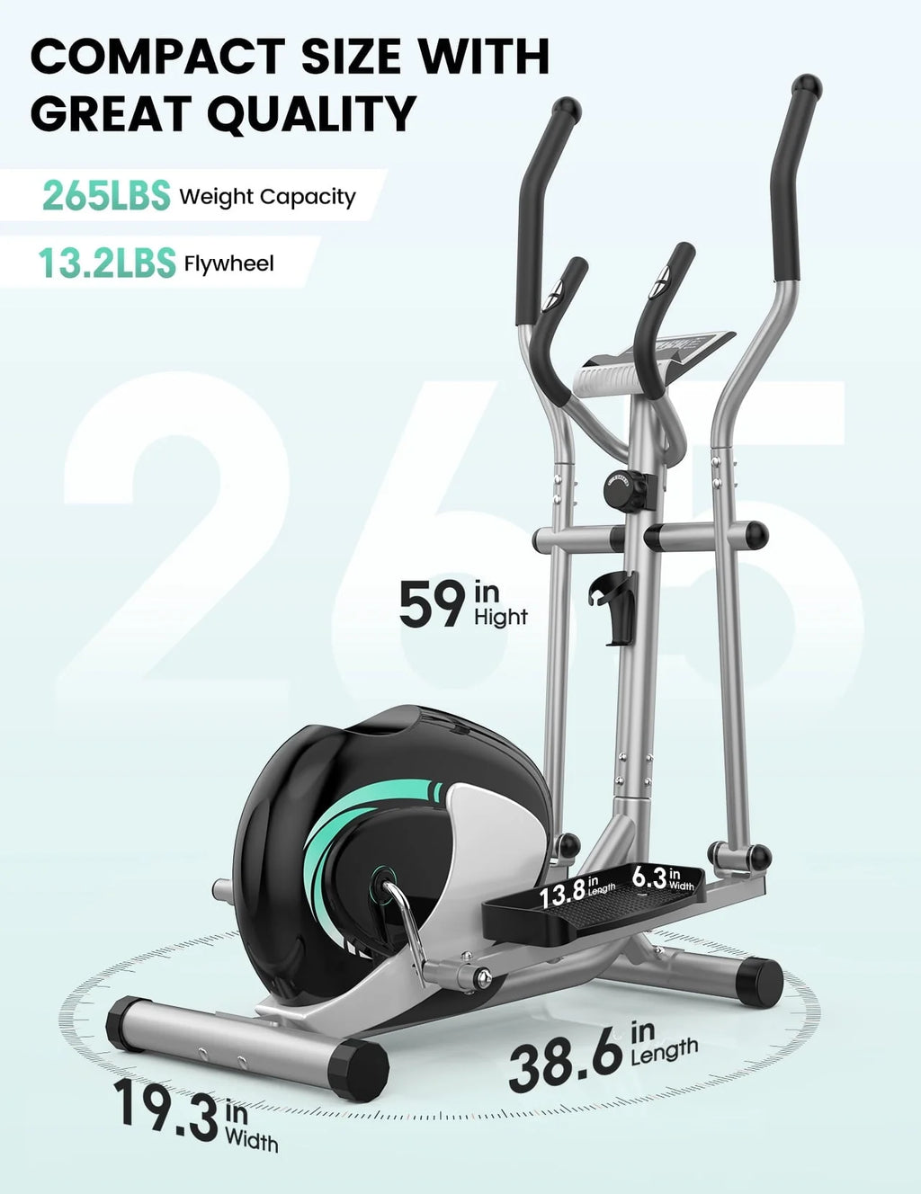 THERUN Elliptical Machines for Home Use, Ultra Quiet Magnetic Elliptical Trainer Exercise Machine, 8 Levels Adjustable Resistance Elliptical Training Machine w/LCD Monitor, Pulse Sensor