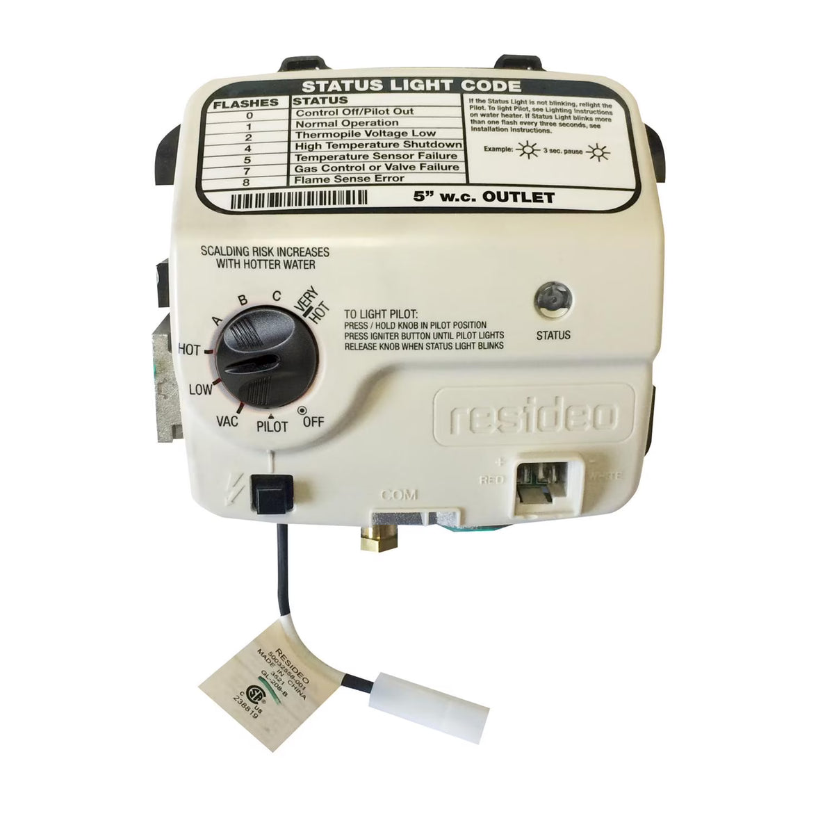 Reliance Natural Gas Control Valve Thermostat