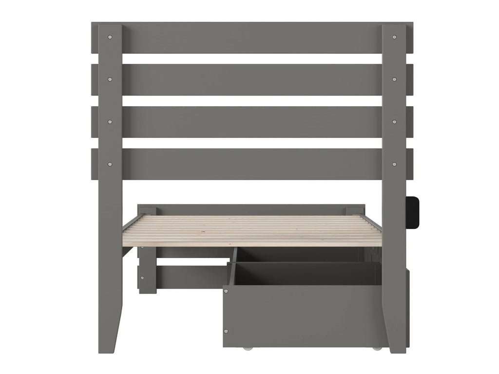 Oxford Twin Bed with Footboard and USB Turbo Charger with 2 Drawers in Grey