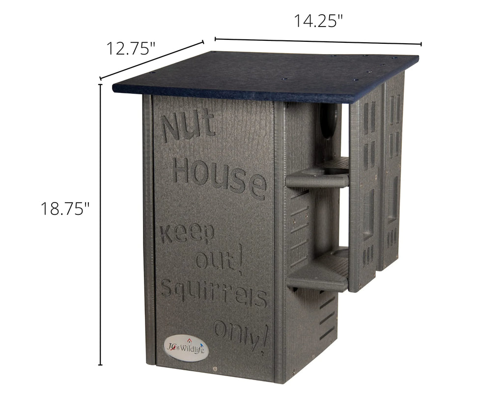 JCs Wildlife Ultimate Squirrel House Nesting Box (Blue/Gray) - A Perfect Home for Squirrels!