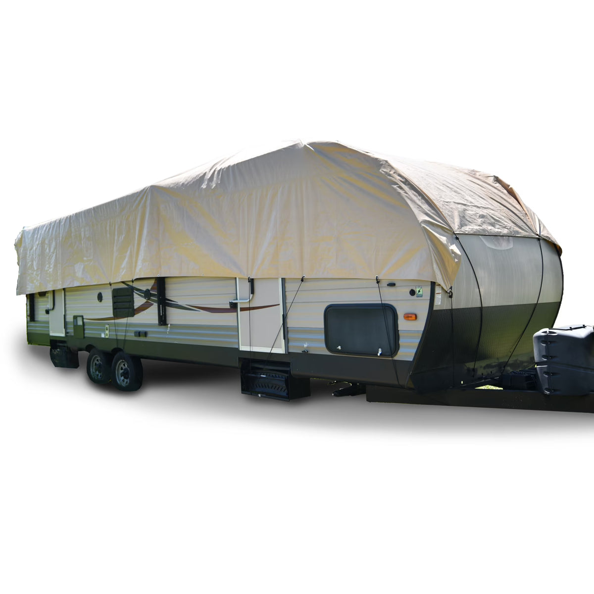 Budge Industries RV Rooftop Cover Fits Multiple RV Classes up to 50' Long (Tan, Polyester), 24' Long x 16' Wide