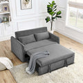 Momspeace 55" Modern Velvet Pull Out Sofa Bed Loveseat Lounge Chaise,Sleeper Sofa Bed with Adjustable Backrest 2 Detachable Arm Pockets - Gray