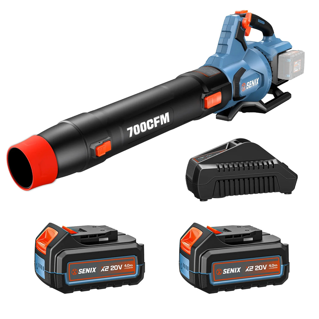 SENIX X6 60V Max* Brushless Cordless Leaf Blower with 4.0 Ah Battery and Charger, Variable Speed Up to 810CFM 170MPH, BLAX6-M1