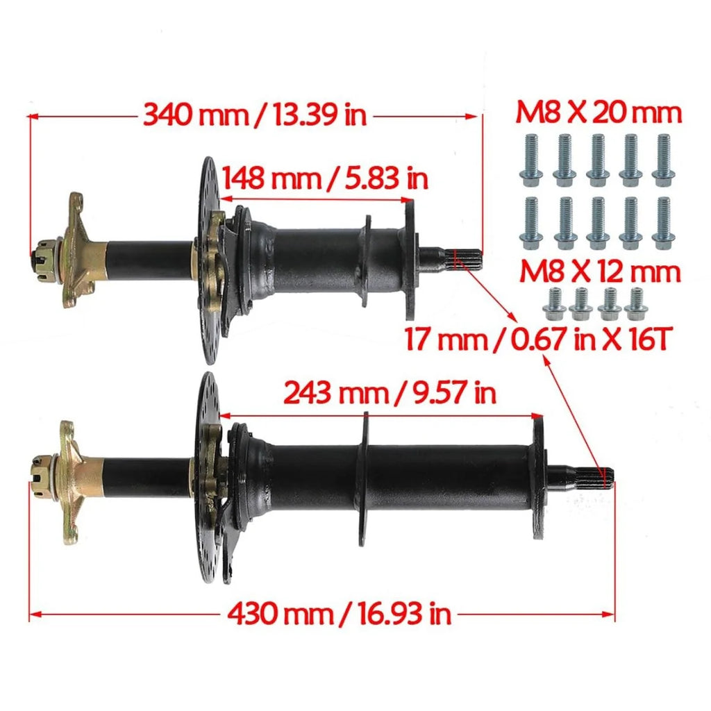 Complete 30" Rear Axle Kit & 6" Wheels & 48V 1000W Motor Differential Kit & Go Cart Seat & Steering Assembly Front Swingarm For Electric Vehicles Go Kart Drift Trike ATV Quad Golf Cart Buggy