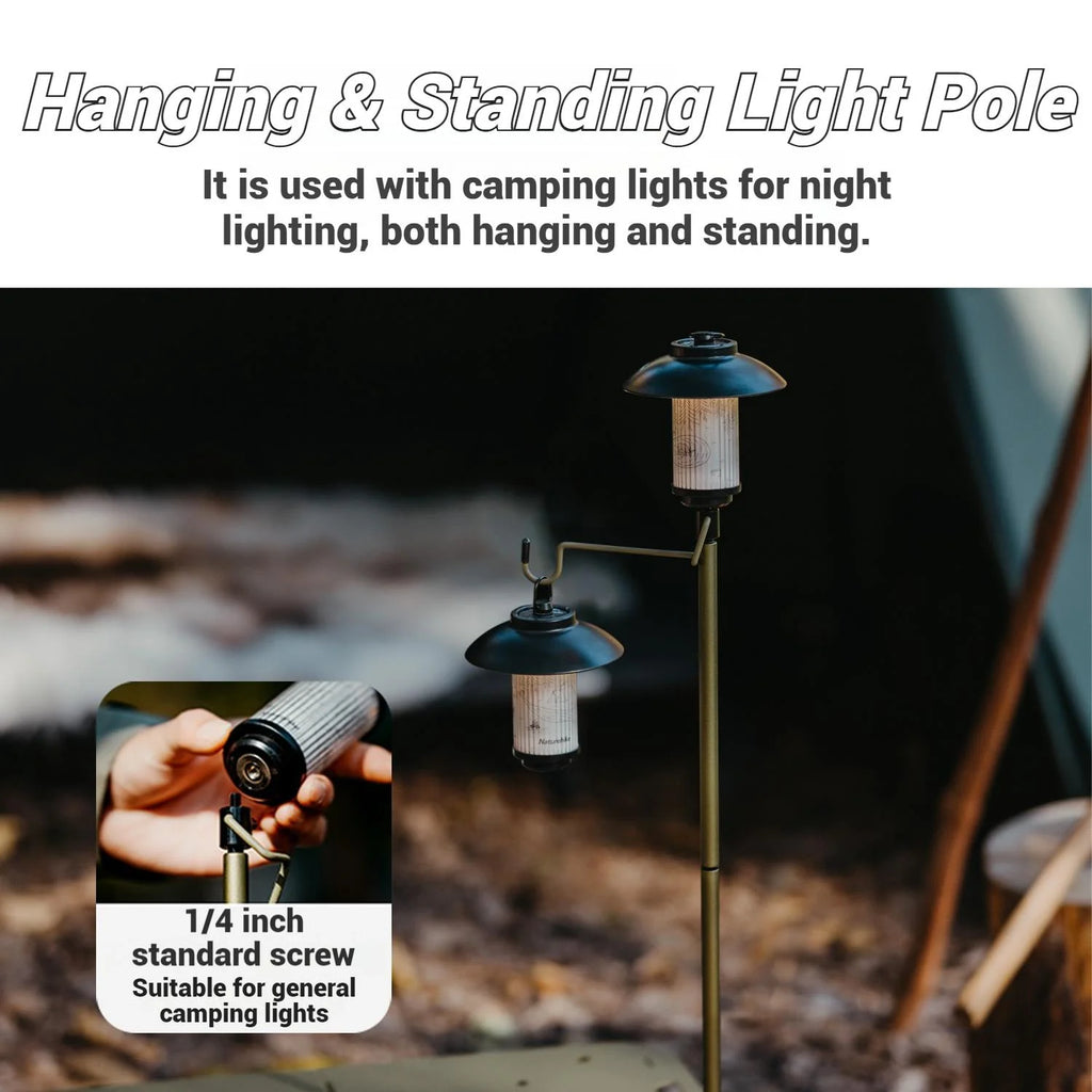 Naturehike, Portable Camping Table, Outdoor Detachable Tactical Camping Table, Lightweight Aluminium Camping Table with Light Pole, Adjustable Height