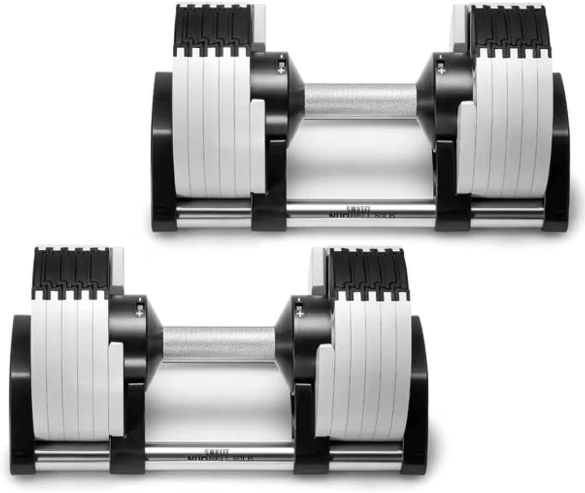 SMRTFT NUOBELL - All-in-One, Durable, Adjustable Dumbbells, Black, 5-80 lb