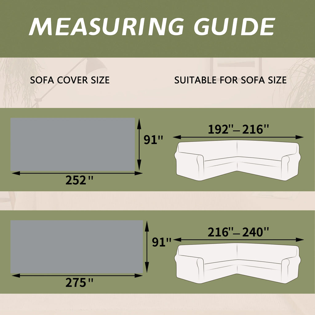 HDCAXKJ Washable L Shape Sofa Covers Reversible Sectional Couch Covers Corner Sofa Slipcovers Blankets Sofa Cover for Living Room Home Decor,91"x252",Gray