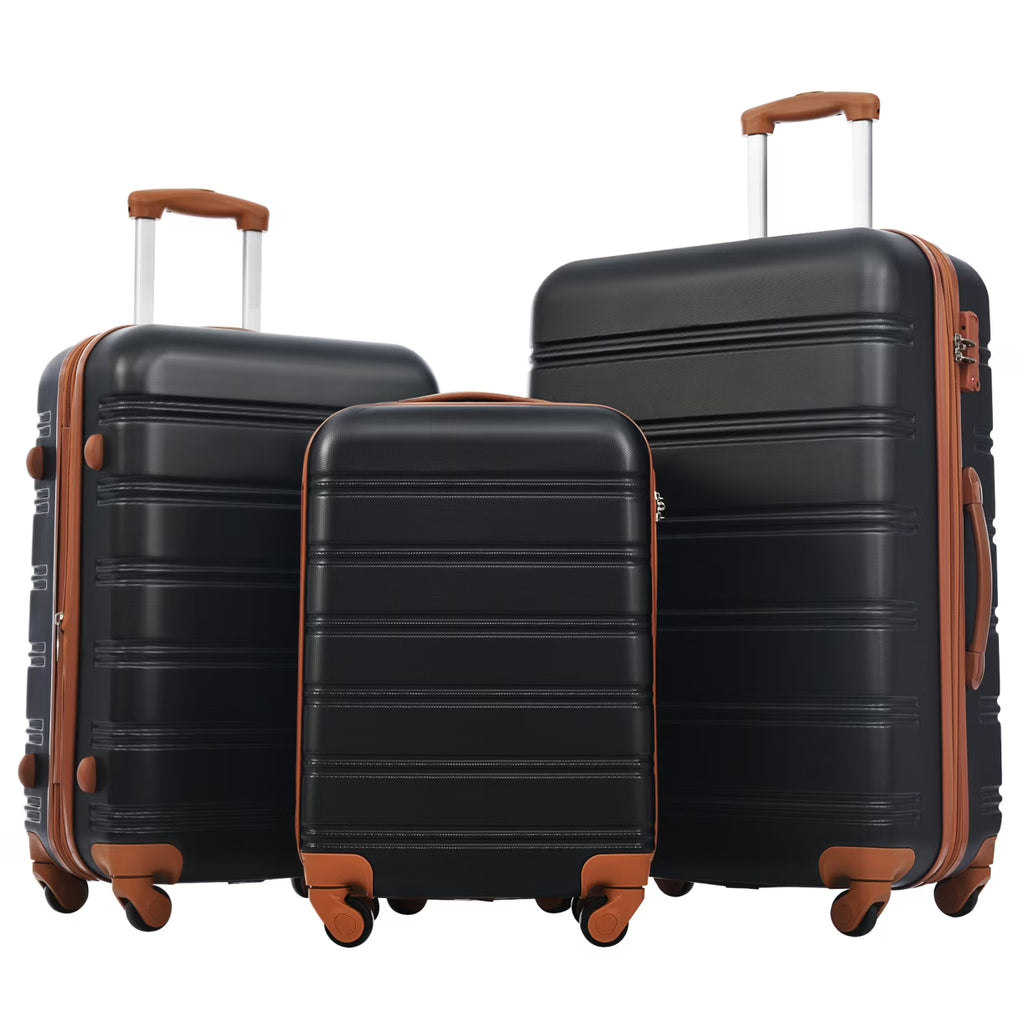 3 Piece ABS Luggage Set, Luggage with Spinner Wheel & TSA  20/24/28 inch, Purple