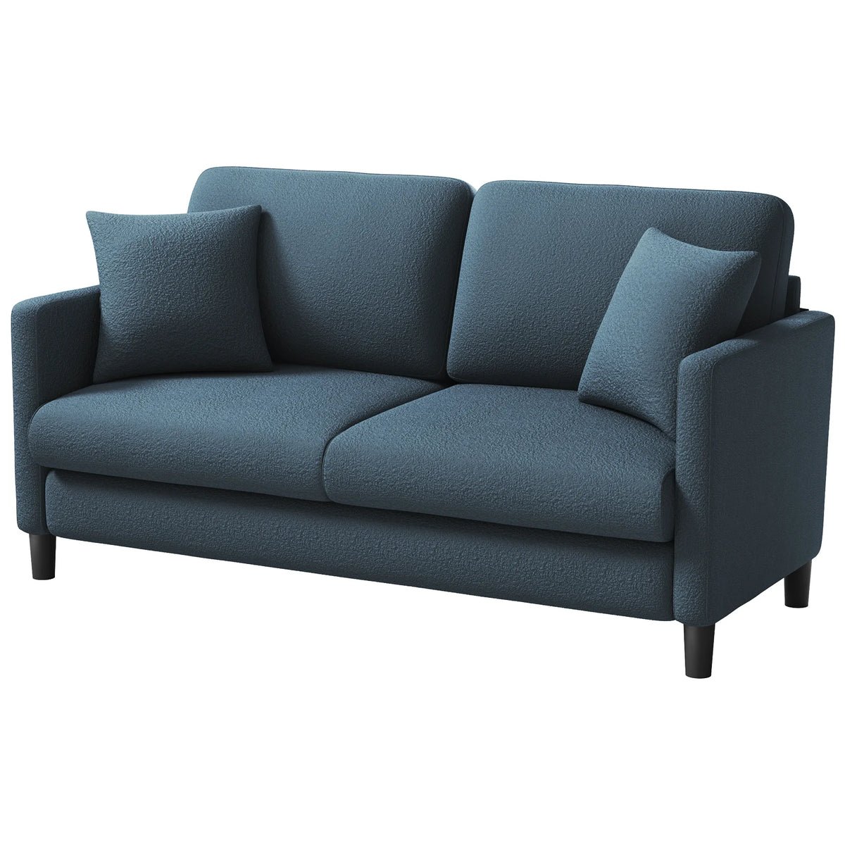 Loveseat Sofa,65" Comfy Teddy Fleece Love Seat Couch,Neche Extra Deep Seats Sofas,Tool-Free Setup Couch with 2 Pillows for Living Room,Coffee Brown