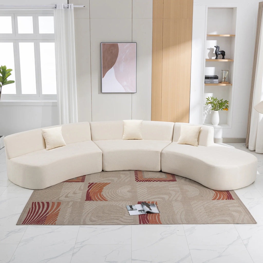 Harper & Bright Designs Modern Curved Floor Sofa Set, Modular Sectional Sponge Couch for Living Room, 2 PC Free Combination No Assembly Foam-Filled Sofa, Beige