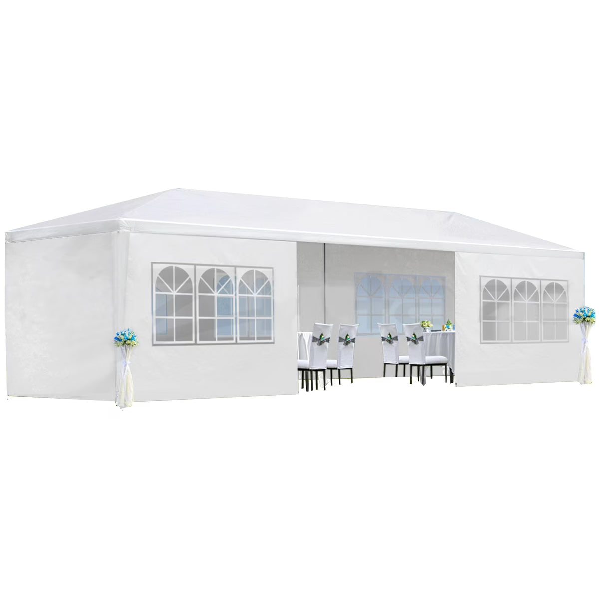10'x20' Canopy Tent Wedding Party Outdoor Gazebo with 6 Removable Sidewalls for Weddings and Events