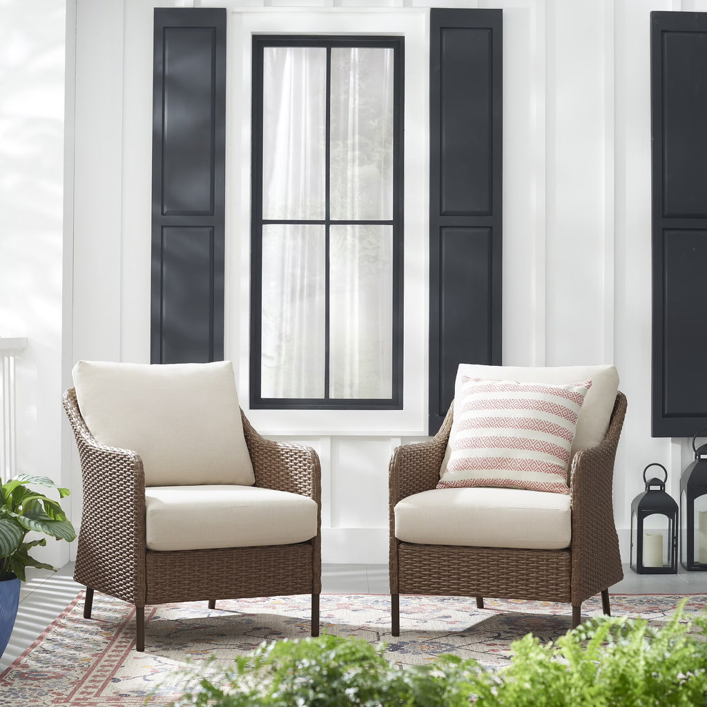 Mainstays Chelsea 2-Piece Outdoor Wicker Chairs, 2 Pack