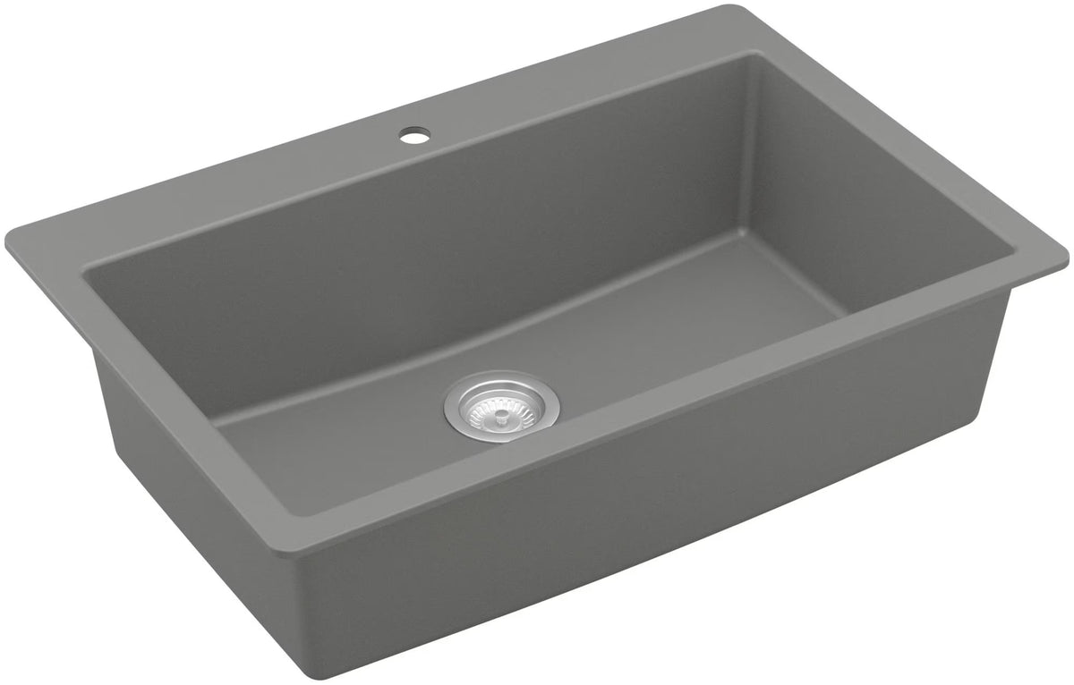 Karran Usa Qt-812 Quartz Qt 33" Drop In Single Basin Quartz Composite Kitchen Sink - White