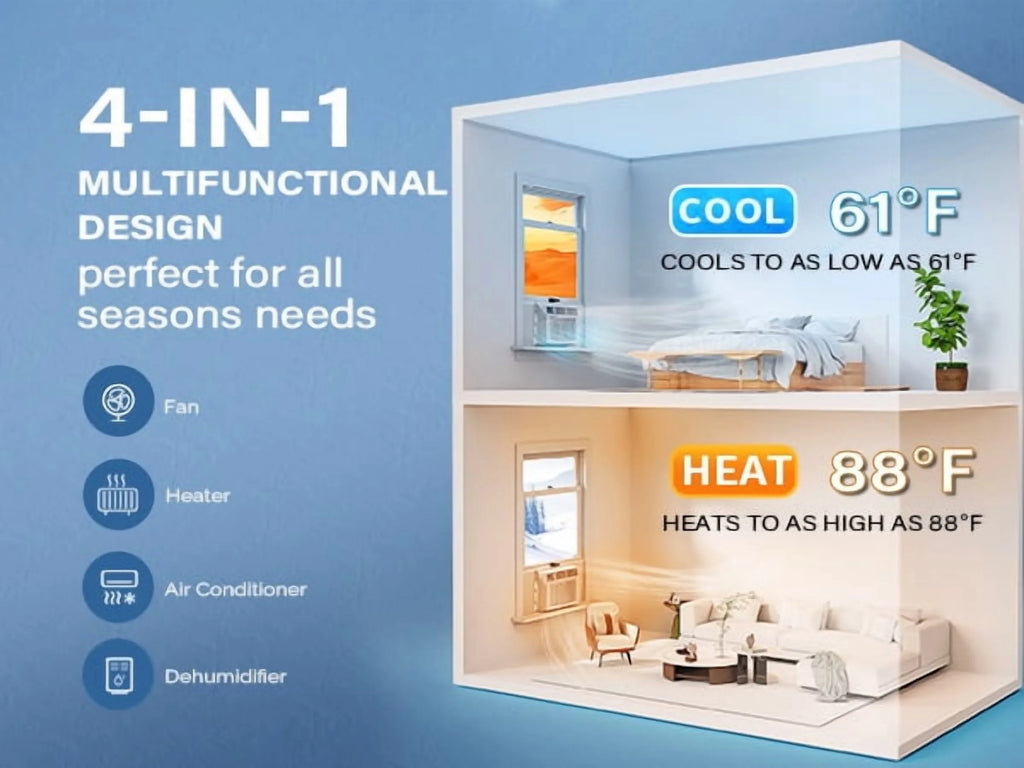 Matladin Window Air Conditioner with Heat, 8000 BTU Window AC Unit & Heater Combo with APP & Voice Smart Control, Timer Function & Easy Installation Kit, 115V/60Hz