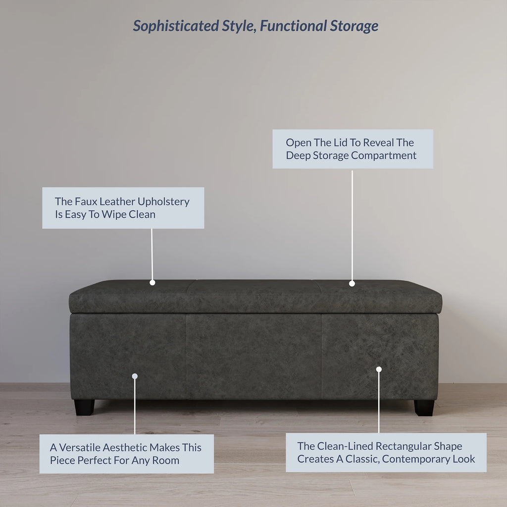 BELLEZE Storage Ottoman Bench Footstool - Amherst (Beige)