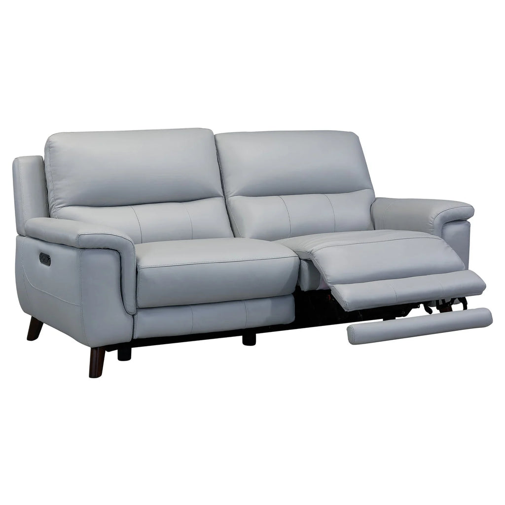Lizette Top Grain Leather Dove Grey Power Recliner Sofa with USB