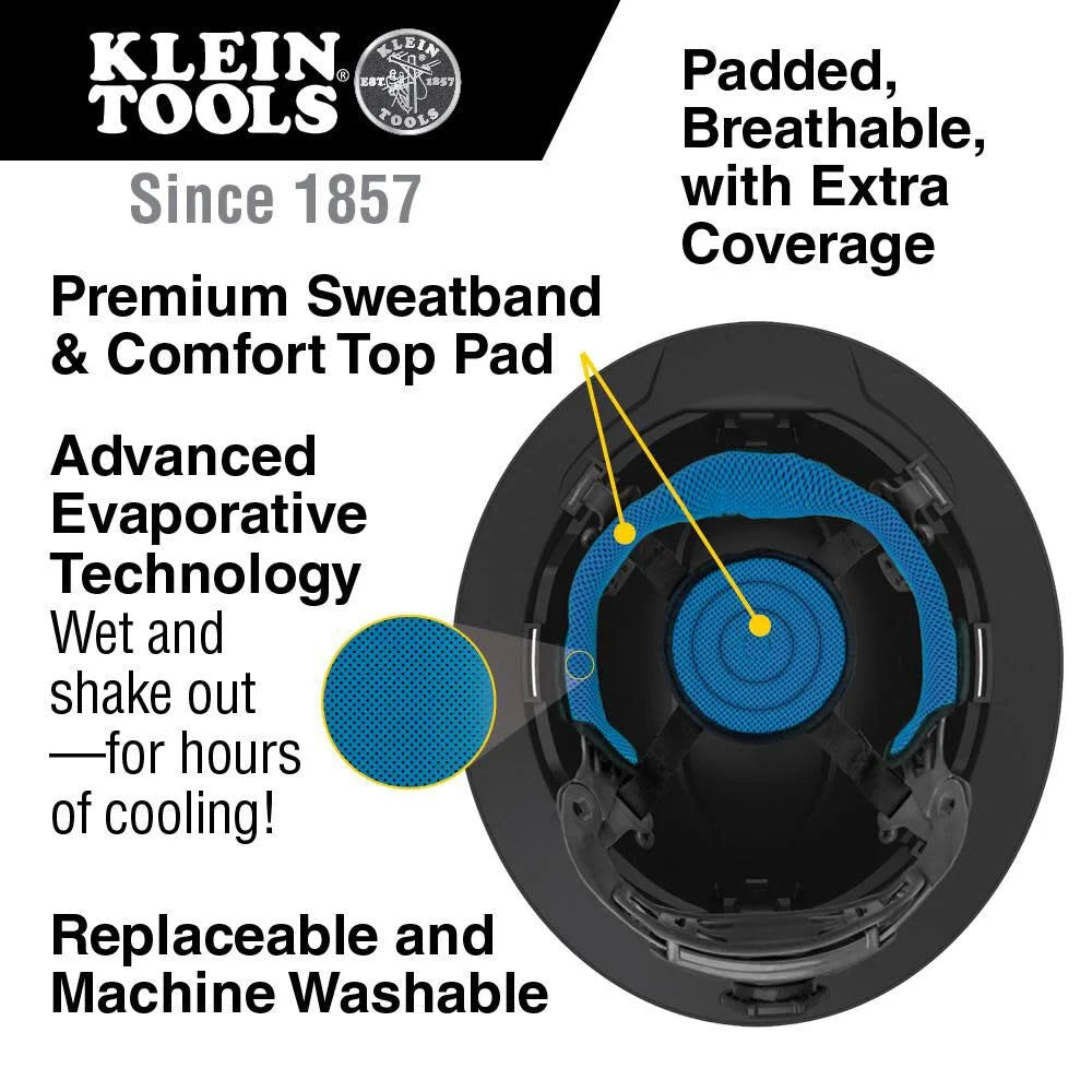Klein Tools Karbn Hard Hat, Gray And Silver And Turbo Fan Set
