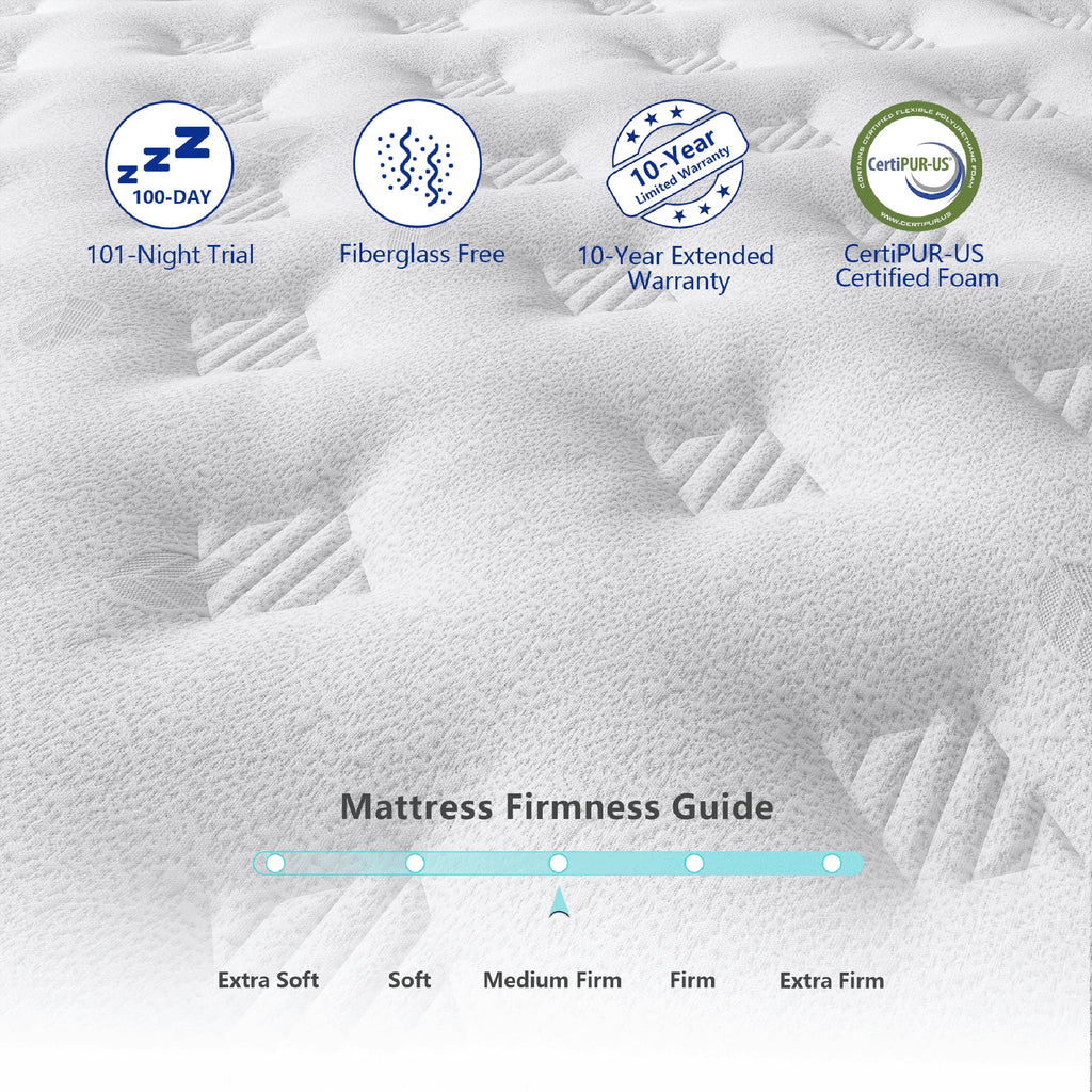 Madevos Full Mattress in a Box, 12 inch Memory Foam individual Pocket Spring Hybrid Mattress - Medium Firm Support with Soft & Breathable