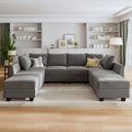 HONBAY Modular Sectional Sofa with Ottoman Oversized U Shaped Couch with Reversible Chaise Velvet Sleeper Modular Sofa Convertible Sectional Couch for Living Room, Grey