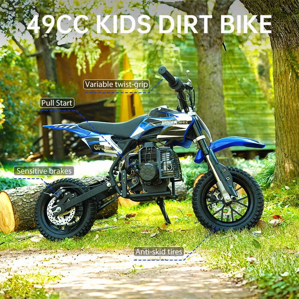Kids Dirt Bike, Perfect Starter Gas Dirt Bike for adventure,Sturdy 50cc dirt bike for Beginner 42×28×28in,2-Stroke,Red