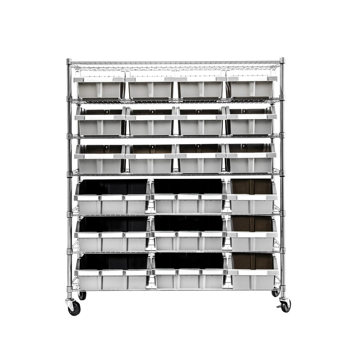 Seville Classics Extra-Wide 7-Tier NSF 21-Bin Rack, 48" W x 14" D x 56" H, Gray