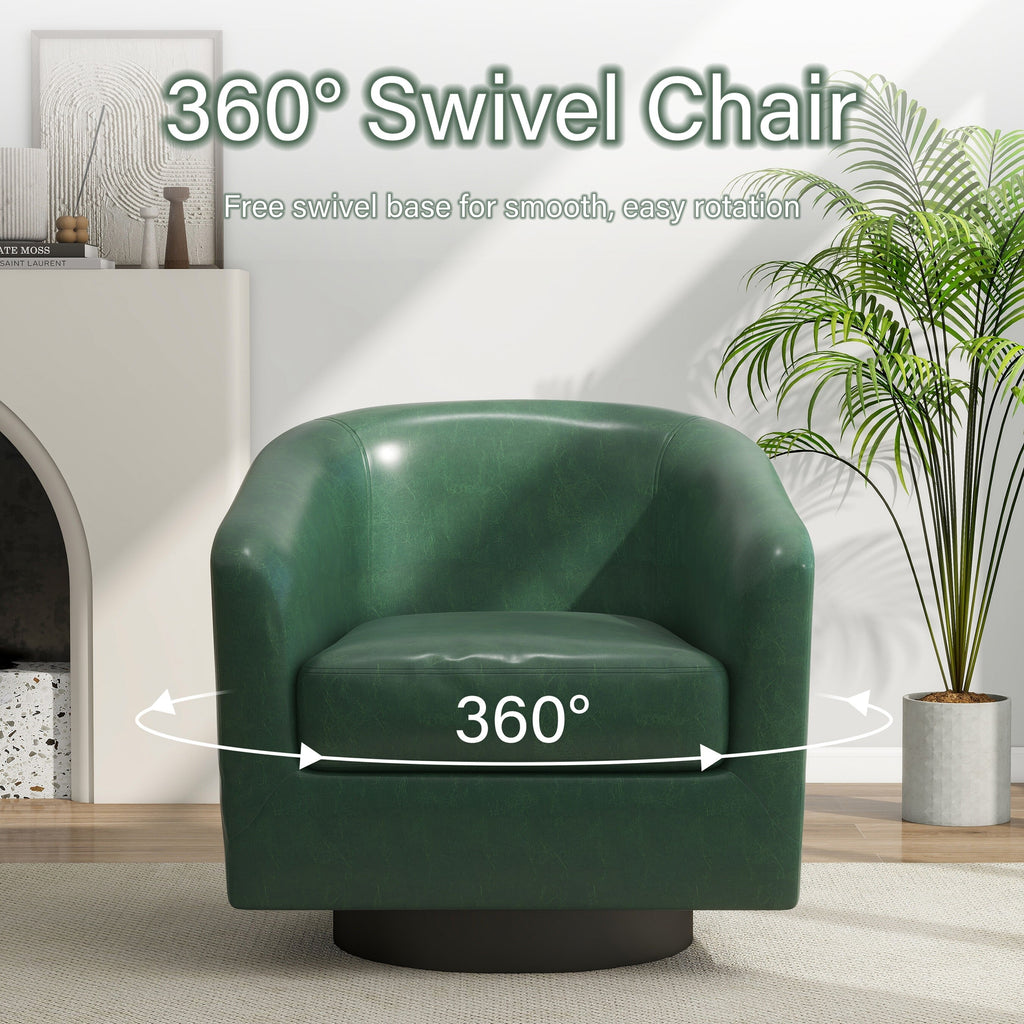 DREAMSIDEA Swivel Barrel Accent Chair for Living Room, Modern Upholstered Round Club Armchair-Cream