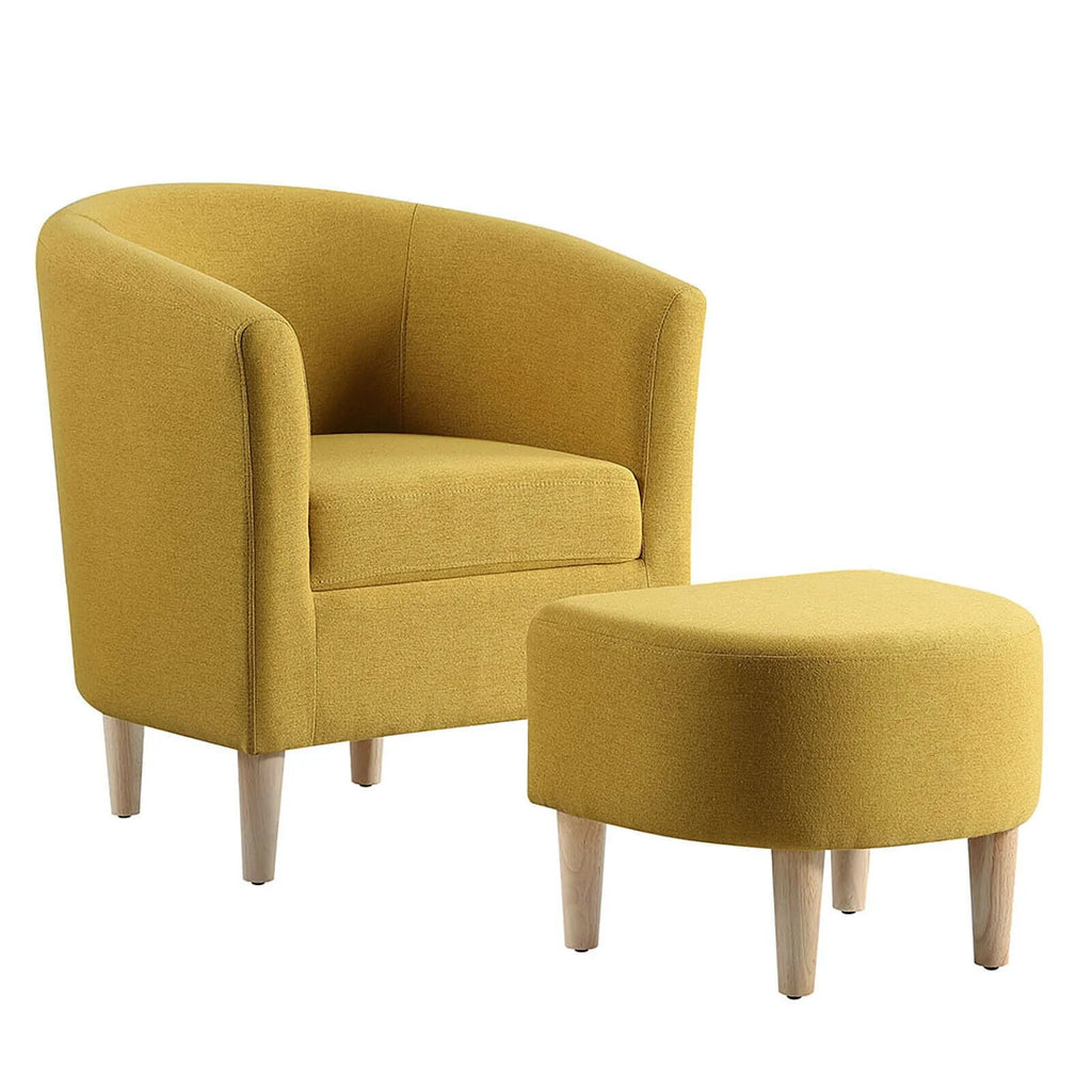 Lohoms Accent Arm Chair With Ottoman Set, Modern Home Leisure Chair with Footrest, Comfy Upholstered Armchair Single Sofa, Reading Chair with Solid Wood Legs for Living Room Bedroom, Gray