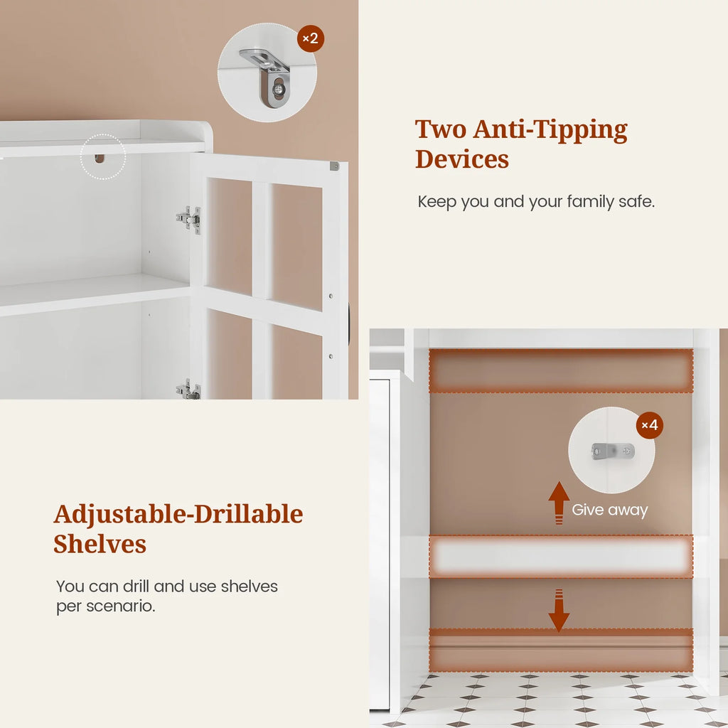 Frhnenha Over The Toilet Storage Cabinet with Pulley, Bathroom Storage Cabinet, with Adjustable Shelf and Open Shelf for Bathroom, Restroom, Laundry, White