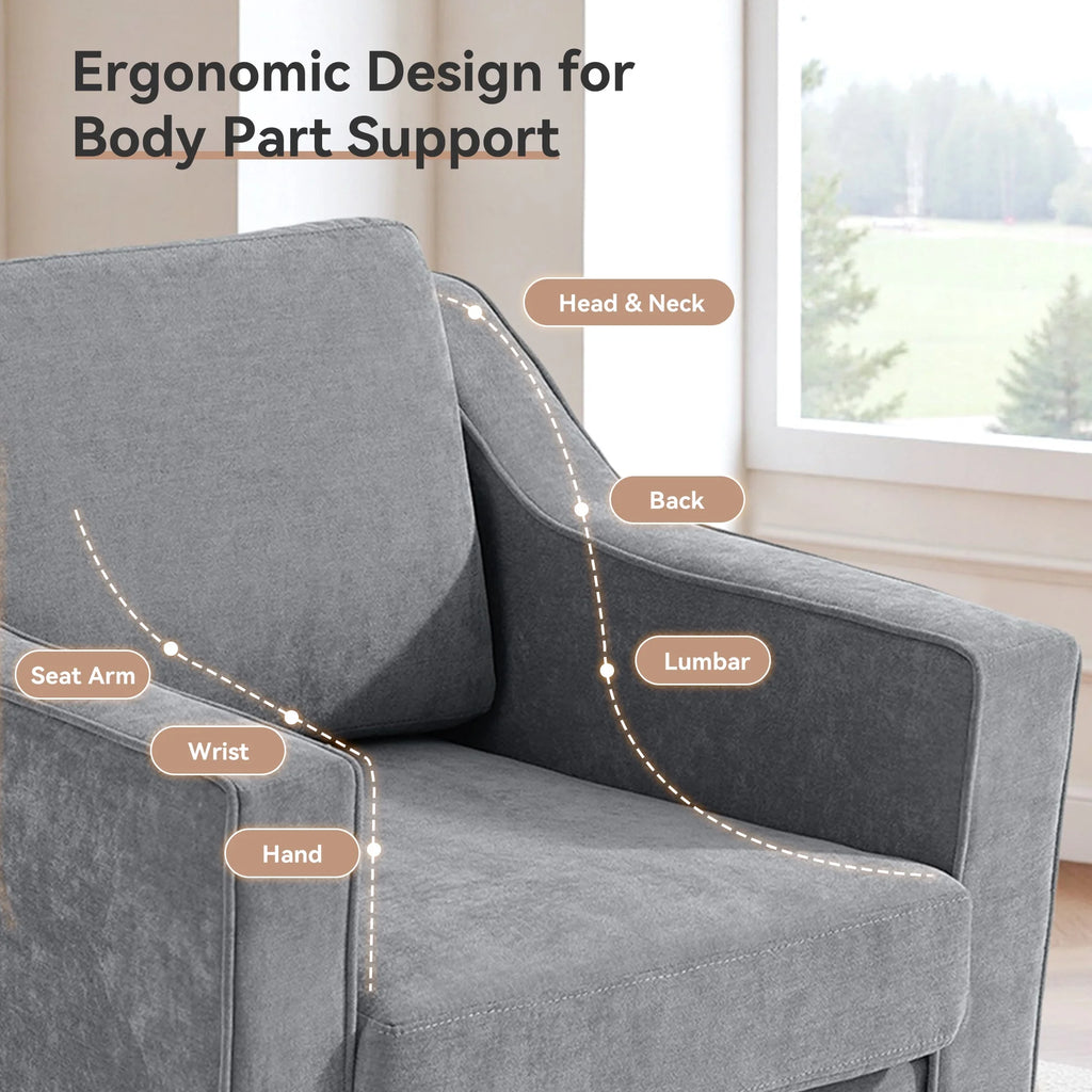 Swivel Accent Chair for Living Room, Modern Upholstered Barrel Arm Chair with Plump Back Pillow, Comfy Club Sofa Reading Chair for Adults (Chenille Navy, Set of 1)
