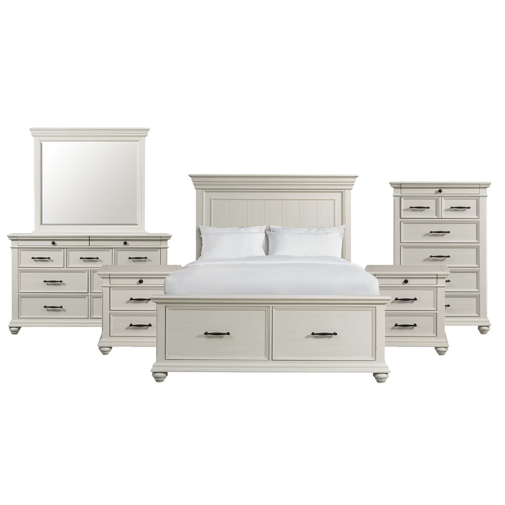 Picket House Furnishings Brooks Queen Platform Storage 6PC Bedroom Set in Grey