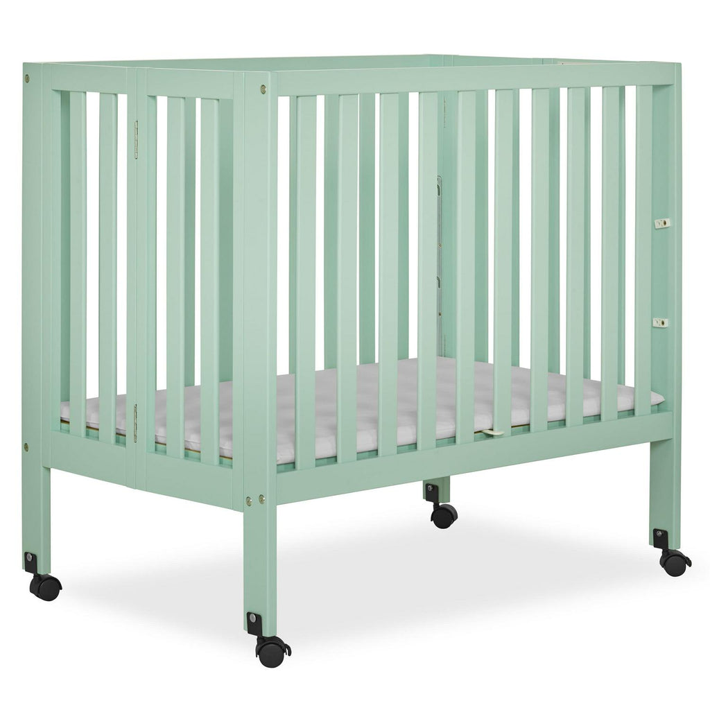 Dream On Me Jett Non-Full Size Folding Crib I Removable Wheels I Modern Nursey I Adjustable Mattress Support I Patent Folding System I Included 2.5 Mattress In Pebble Gray