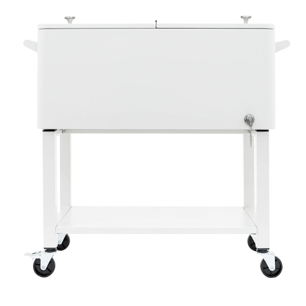 Permasteel 80-Qt Outdoor Steel Patio Cooler with Removable Basin, Rolling Cooler with Wheels, Teal Green