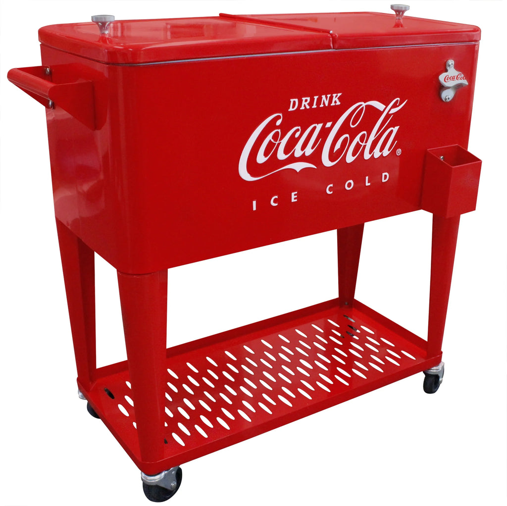 Leigh Country CP 98126 Metal 80 Qt. Coca-Cola Outdoor Patio Cooler with Tray - Red