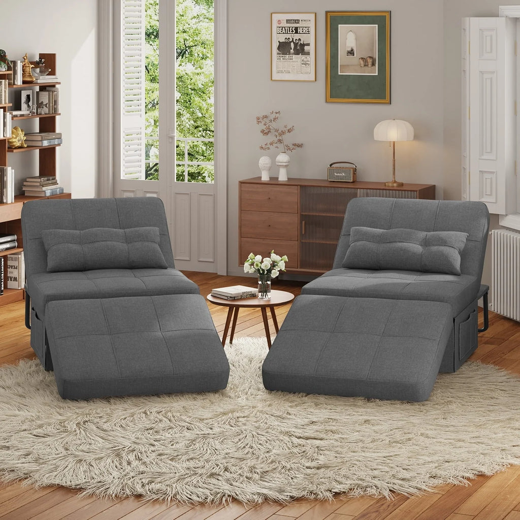 Chair Bed, Lofka Convertible Recliner Single Sofa Bed, Free Installation, 730 lbs, Dark Gray