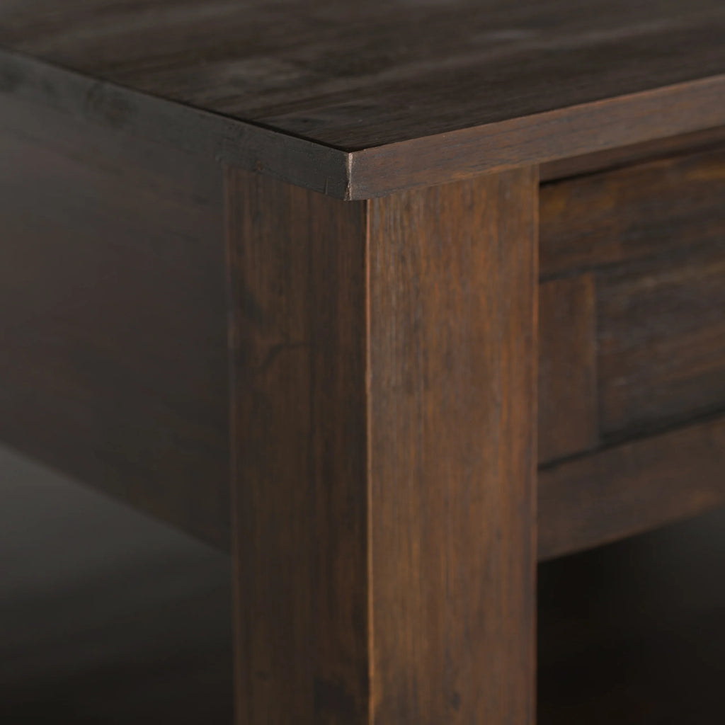 Simpli Home Monroe SOLID ACACIA WOOD 38 inch Wide Square Rustic Coffee Table in Distressed Charcoal Brown