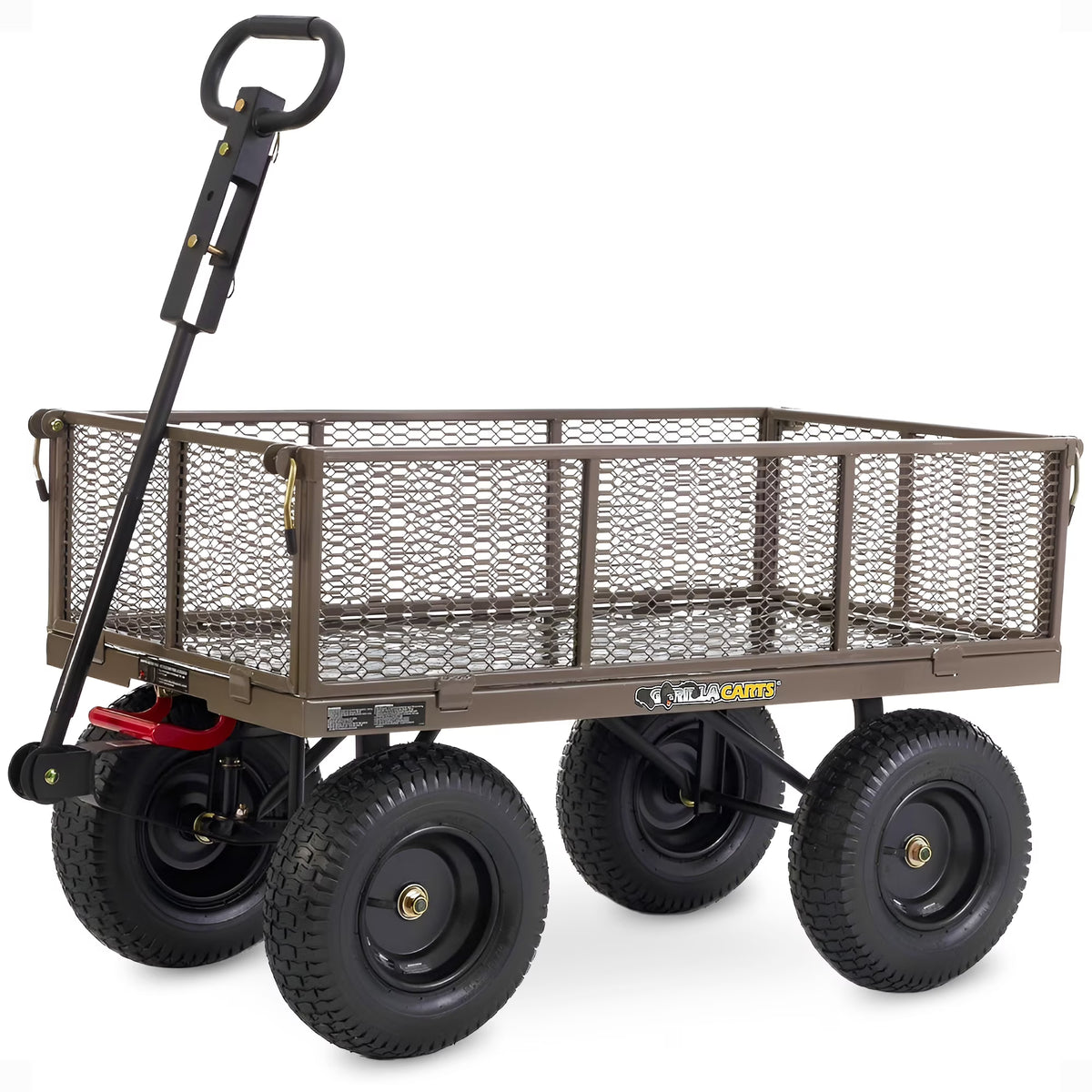 Gorilla Carts Towable Steel Dump Cart w/ Removable Side Panels, 1200 lb Capacity, Gray