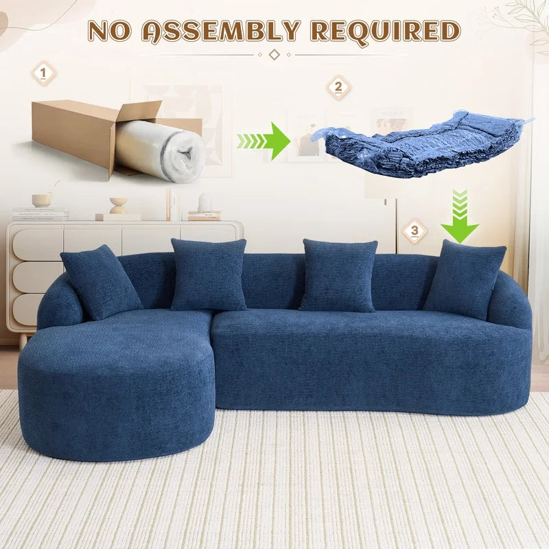 Timbernest 99" Modular Sectional Sofa with Pillows, Chenille L Shaped 3-Seater Couch with Deep Seat, White