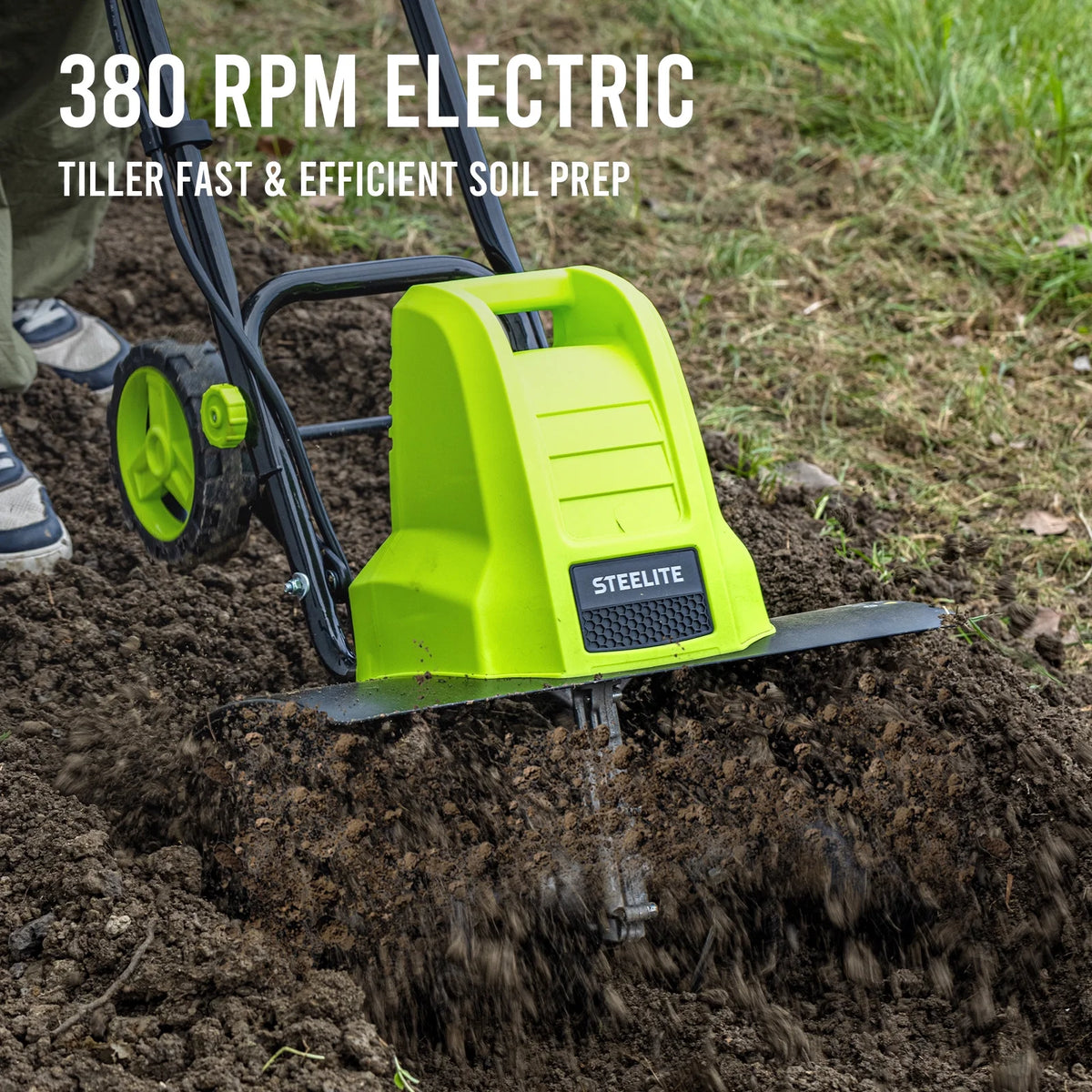 Steelite 14-Inch Corded Electric Tiller,10-Amp Electric Tiller and Cultivator for Gardening, Lightweight Rototiller