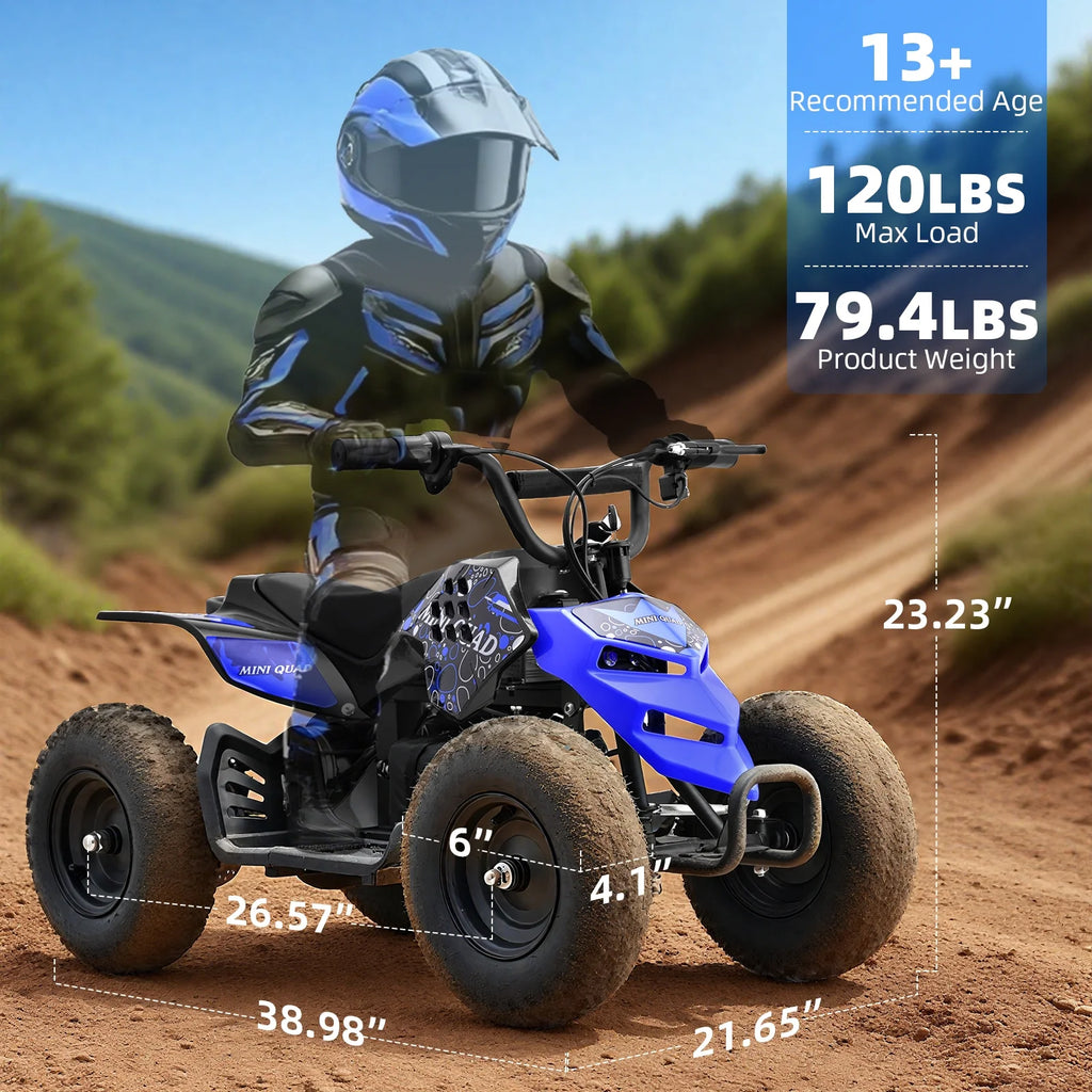 Tcdjtc Electric Dirt Quad EA17 24V 500W ATV with Suspension, Parent Speed Control
