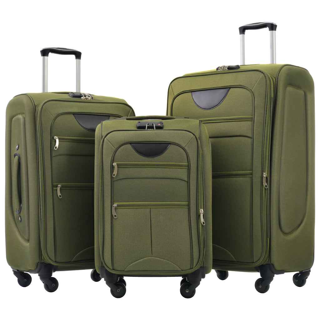 EUROCO 3 Piece Softside Luggage Set,Expandable Suitcase Set with TSA Lock and Spinner Wheels,Lightweight Suitcase for Men Women(20",24",28"),Black