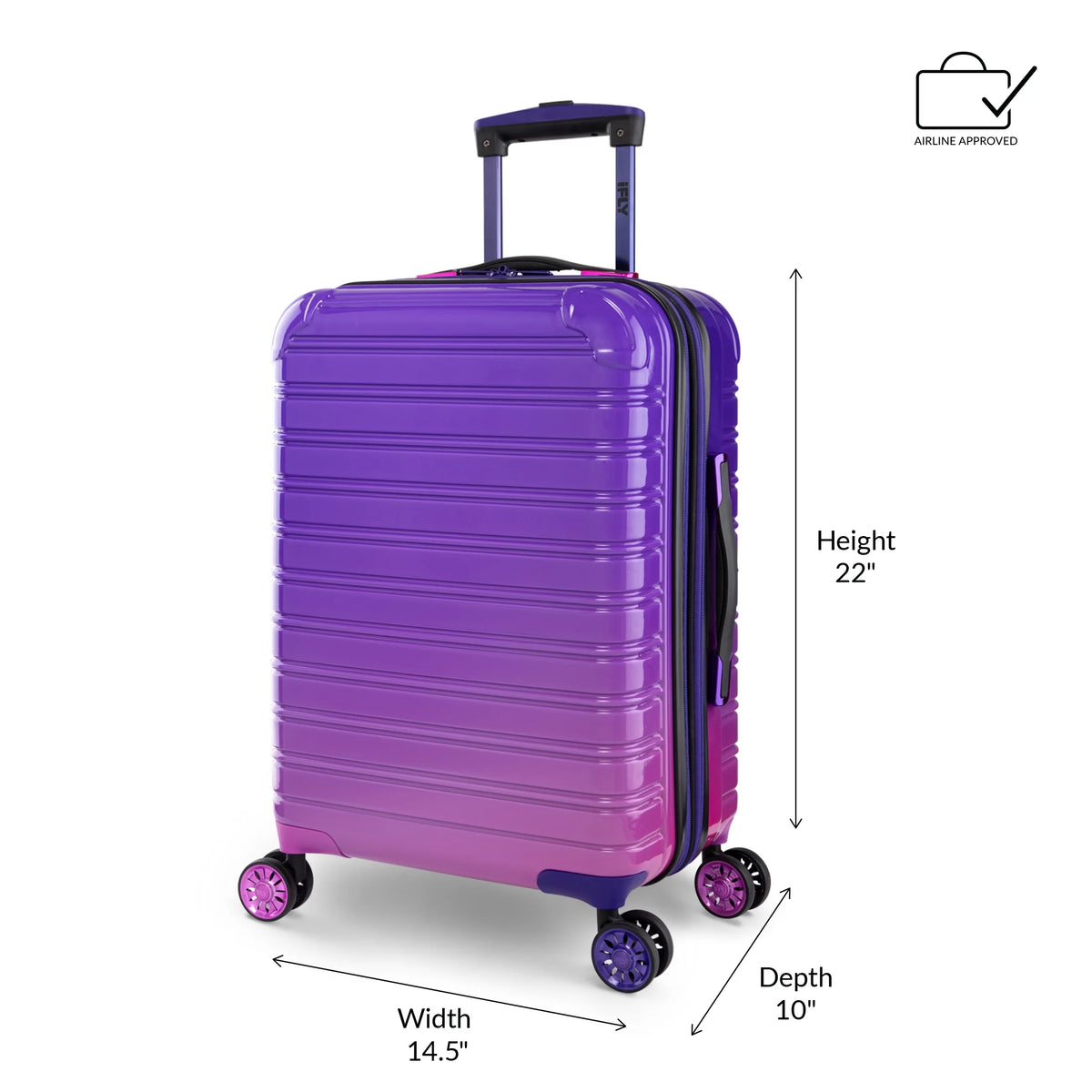 iFLY Hardside Fibertech 3.0 2 Piece Set, 20" Carry-on and 28" Checked Luggage, Gadget Gray