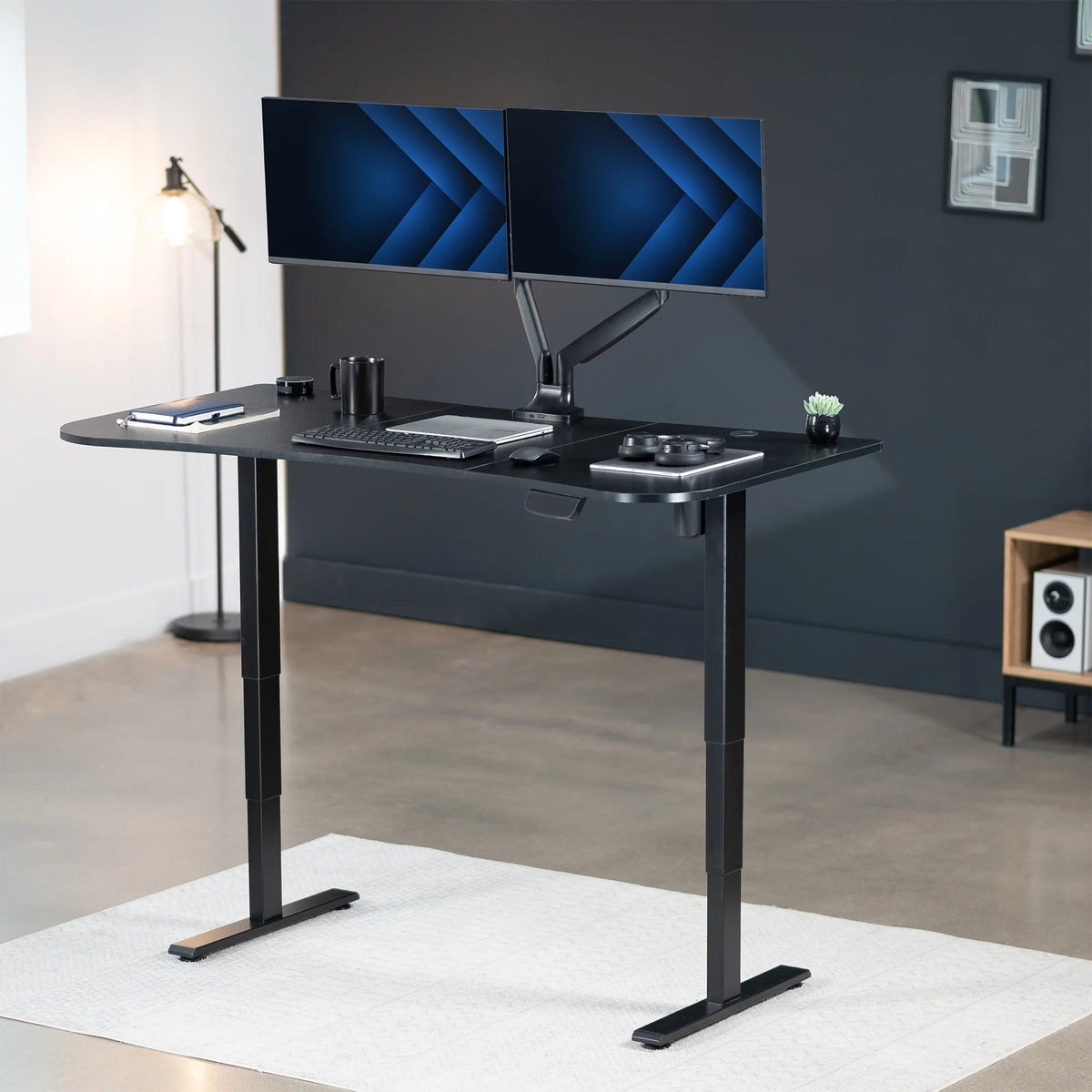 VIVO Reclaimed Wood / Black 63�?x 32�?Electric Height Adjustable Stand Up Desk