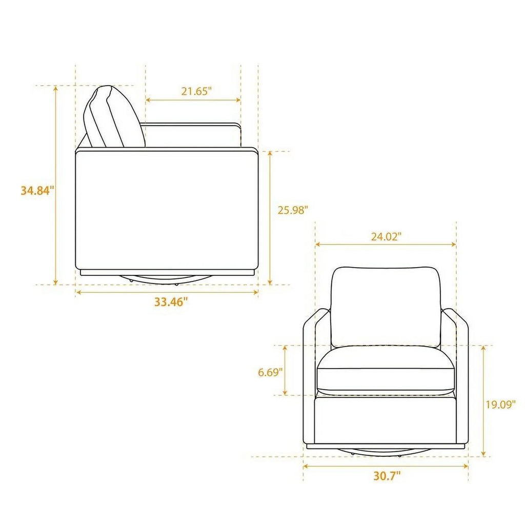Swivel Accent Chair, Modern Chenille Upholstered Lounge Chair Armchair with 360 Degree Swiveling Base, Leisure Club Chair Comfy Accent Single Sofa Chair for Nursery Bedroom Living Room, Taupe
